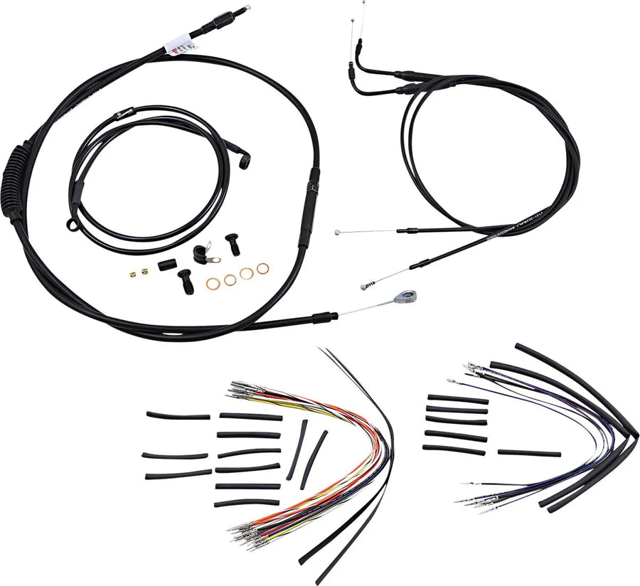 Harley Davidson flst [BURLY BRAND] - Kit completo de cabo/linha de guiador de vinil preto para cabide Ape