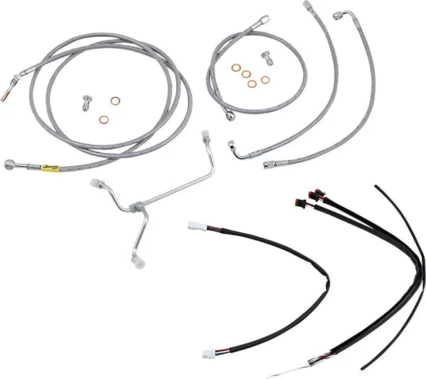 Harley Davidson Flhx [BURLY BRAND] - Kit completo de cabo/linha de freio trançado em aço inoxidável