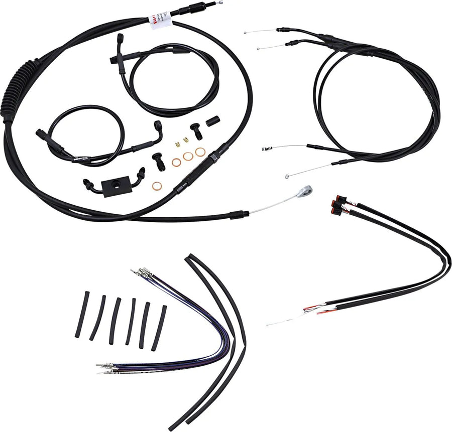 Harley-davidson street bob [BURLY BRAND] - Kit completo de cabo/linha de guiador de vinil preto para cabides Ape