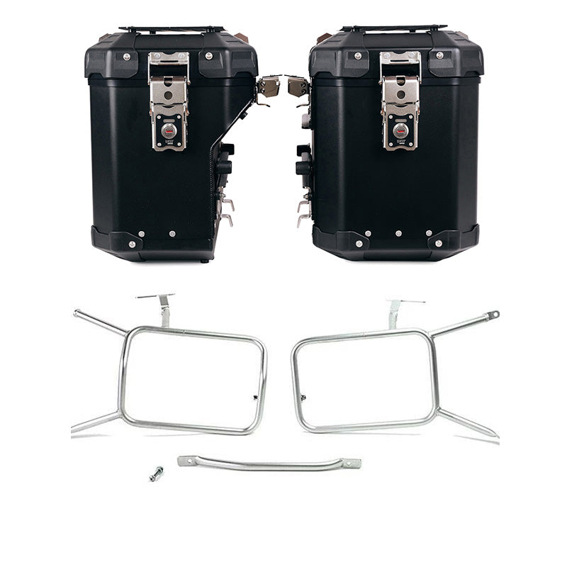 BMW R nineT 1200 Urban G/S (niedriger Auspuff) [2017-2023] - Atlas Aluminium-Seitenkoffer-Set 48L+41L + Rahmen für Taschen aus Aluminium Atlas NineT