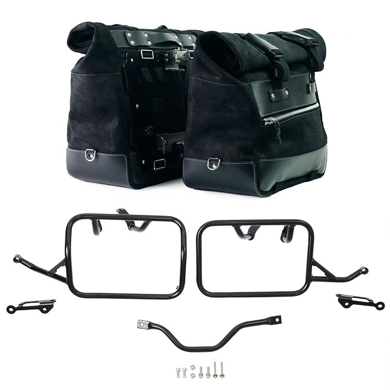 BMW R 12 G/S [2025-2026] - Paar Cult-Seitentaschen aus Spaltleder 40L – 50L + Aluminiumplatte + BMW R12 G/S-Rahmen