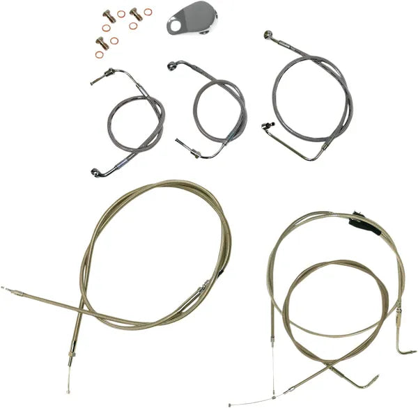 Harley Davidson Flhri [LA CHOPPERS] - Kit de cabo/linha de freio coberto de aço inoxidável padrão
