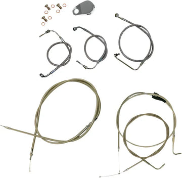 Harley Davidson Flhri [LA CHOPPERS] - Kit de cabo/linha de freio coberto de aço inoxidável padrão