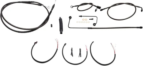 Harley Davidson FLS [LA CHOPPERS] - Kit completo de cabo/linha de freio trançado à meia-noite