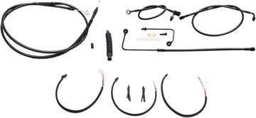 Harley Davidson FLS [LA CHOPPERS] - Kit completo de cabo/linha de freio trançado à meia-noite