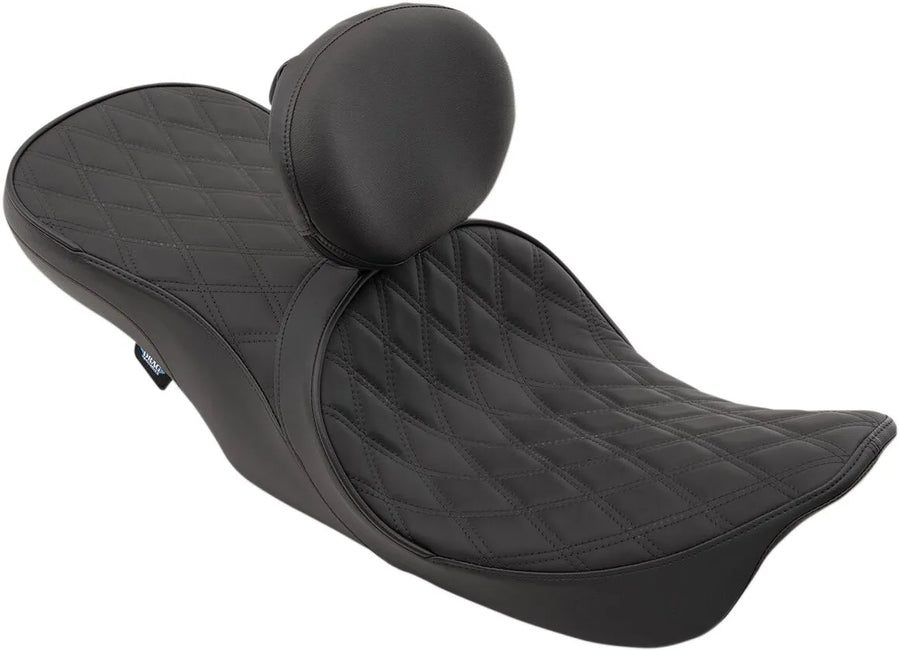 harley davidson touring [DRAG SPECIALTIES] - Assento de couro touring de 2 lugares posicionado na frente com perfil baixo