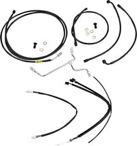 Harley Davidson Flhx [BURLY BRAND] - Conjunto completo de cabo/linha de guiador de vinil preto para cabide de macaco