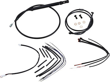 Harley davidson softail street bob fxbb [BURLY BRAND] - Kit completo de cabo/linha de guiador de vinil preto para cabides de macaco