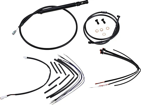 Harley Davidson FX [BURLY BRAND] - Conjunto completo de cabo/linha de guiador de vinil preto para Ape Hanger