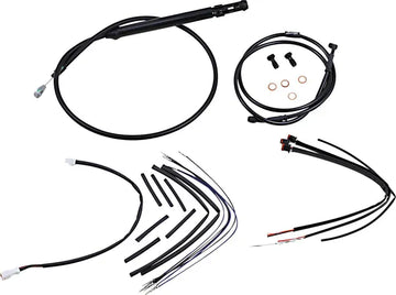 Harley Davidson FX [BURLY BRAND] - Conjunto completo de cabo/linha de guiador de vinil preto para Ape Hanger
