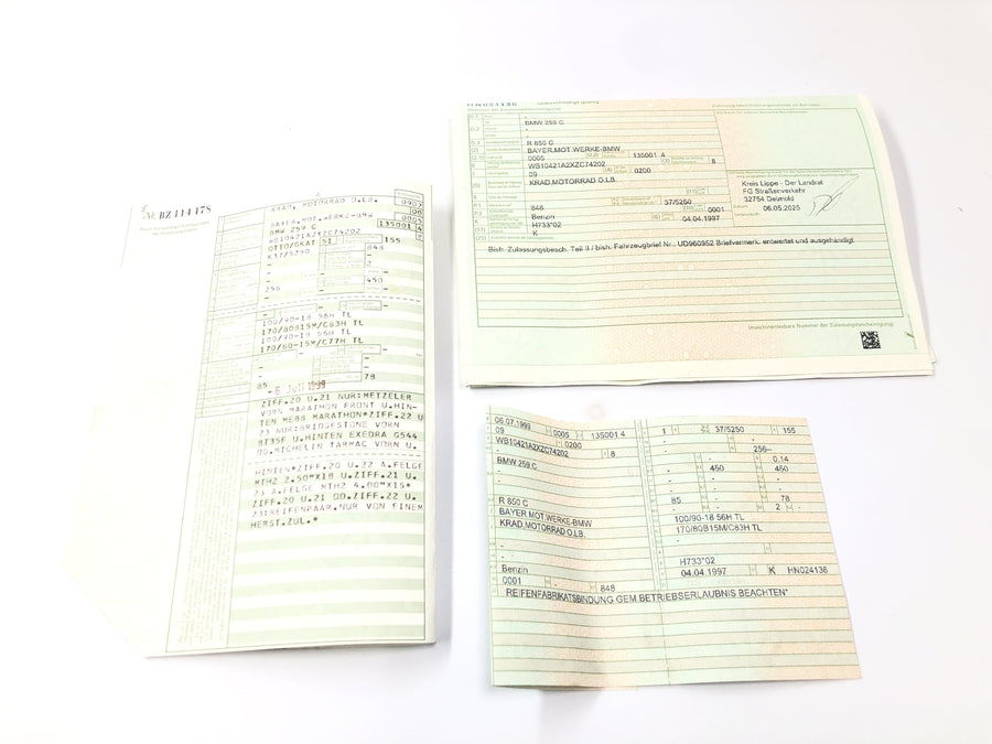 BMW R 850 C 259C [1999] - cabeçote com documentos do veículo