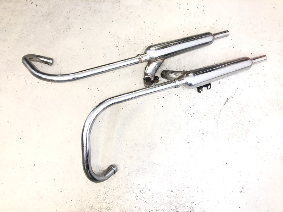 Kawasaki W 650 EJ650A [1999] - Sistema de escapamento, potenciômetro final, sistema de escapamento coletor esquerdo e direito