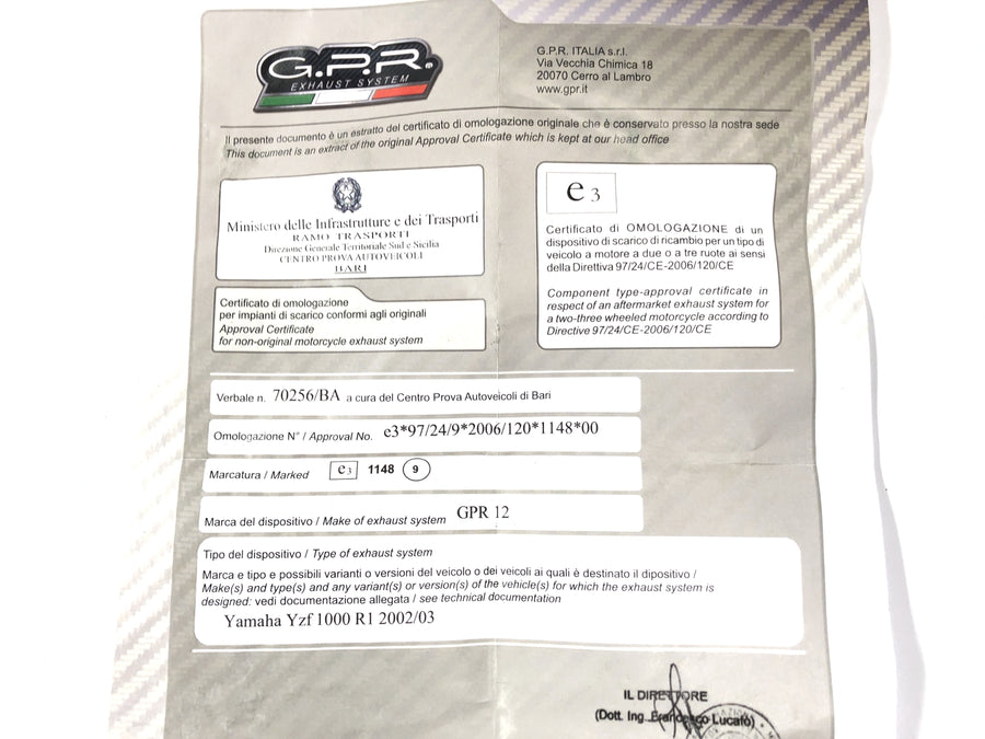 Yamaha YZF R1 RN09 [2003] - Silenciador definido por exaustão G.P.R.