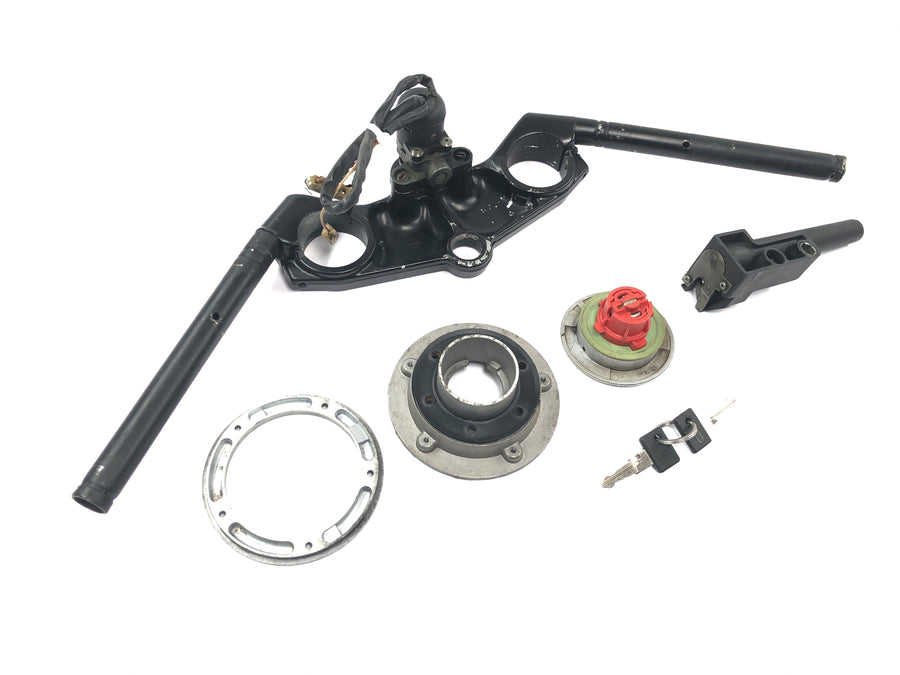 Aprilia RS 125 Extrema [1994] - Conjunto de fechadura, ponte do garfo, topo do guidão, fechadura de ignição, chave da tampa do tanque
