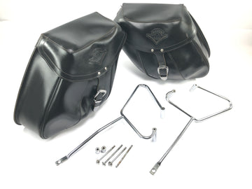 Kawasaki VN 1500 Mean Streak VN50T [2005] - Alforjes laterais em couro com suporte e material de fixação