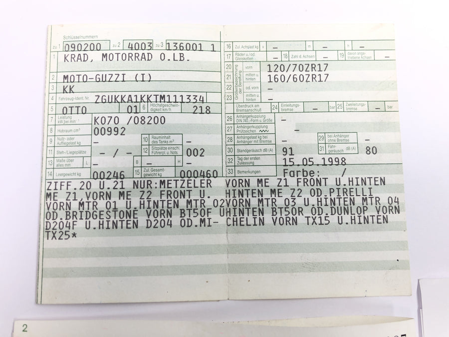 Moto Guzzi V10 Centauro [1998] - Moldura com moldura principal de papéis