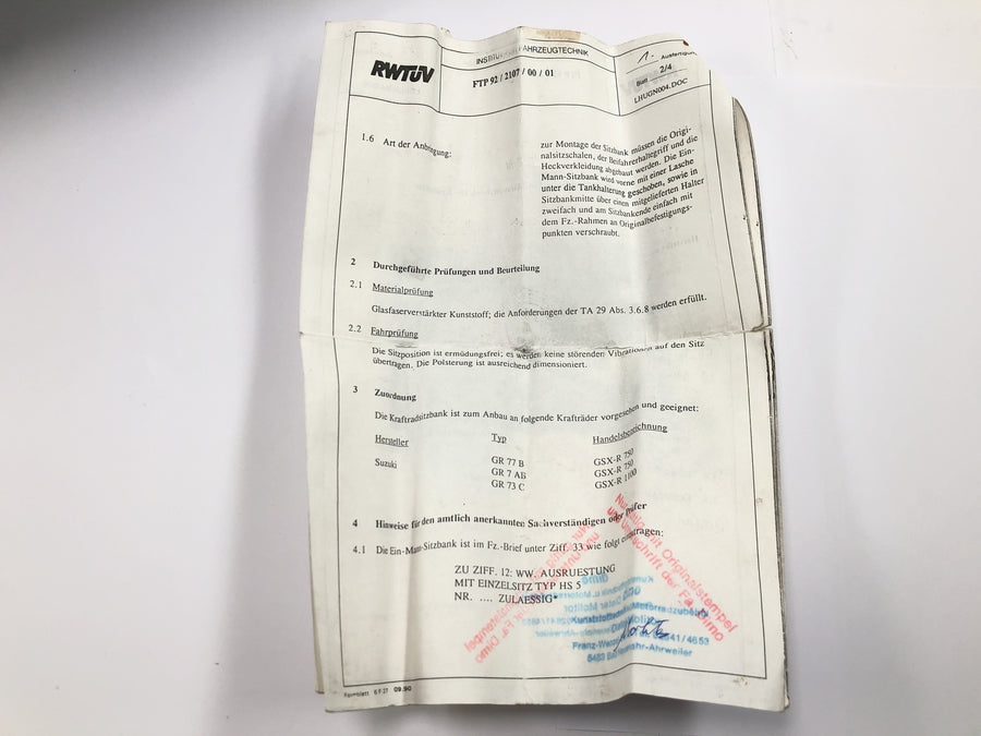 Suzuki GSX R 1100 GU74C [1987] - Corcunda do assento do painel traseiro DIMO pára-choque traseiro traseiro
