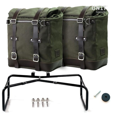 BMW R nineT 1200 Scrambler [2016-2023] - Zwei 22-30-Liter-Scram-Seitentaschen aus Segeltuch + doppelter -Rahmen