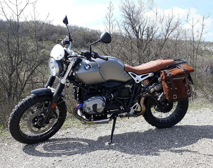 BMW R nineT 1200 Racer [2017-2020] - Seitentasche Scram aus Spaltleder 22L-30L + Double Frame