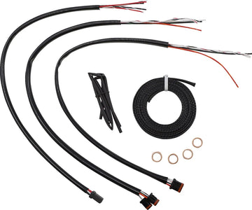 Harley Davidson FLFB [LA CHOPPERS] - Kit completo de cabo/linha de freio trançado à meia-noite - 0