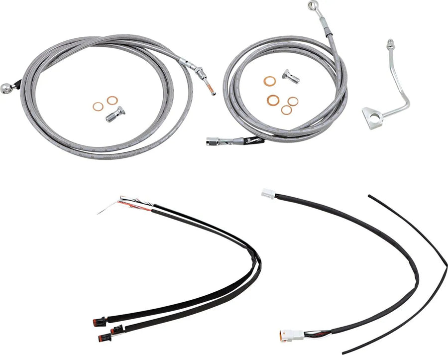 Harley Davidson flhrxs [BURLY BRAND] - Kit completo de cabo de guiador/linha de freio em aço inoxidável