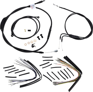 Harley Davidson fxst [BURLY BRAND] - Kit completo de cabo/linha de guiador de vinil preto para cabides Ape - 0