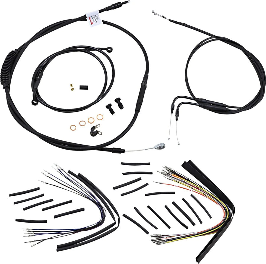 Harley Davidson fxst [BURLY BRAND] - Kit completo de cabo/linha de guiador de vinil preto para cabides Ape