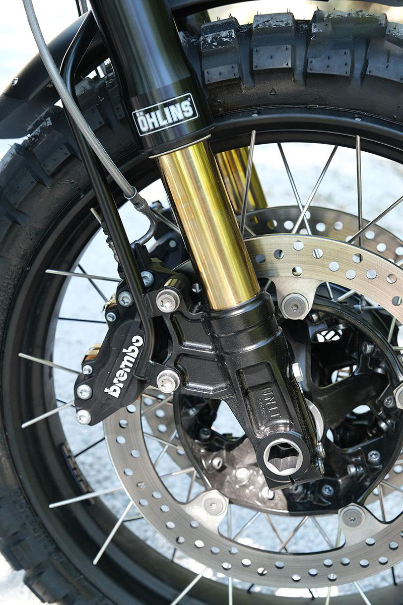 BMW R nineT 1200 Urban G/S (niedriger Auspuff) [2017-2023] - Öhlins USD High Fork Kit + Unit Garagenplatten und Füße (hohe Version)