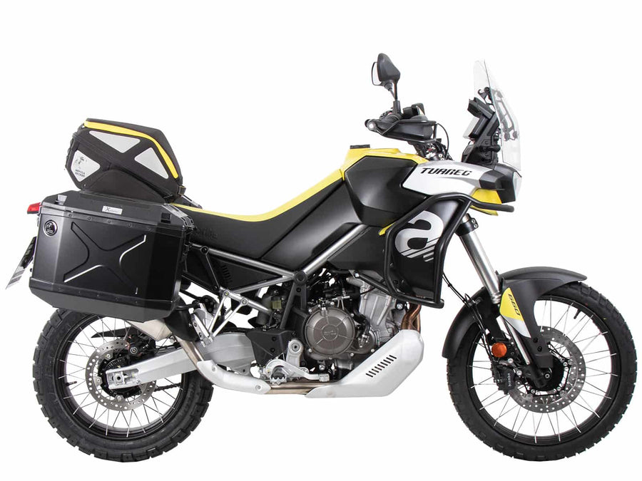 Aprilia Tuareg 660 [2022-2024] - Kofferträgerset Cutout schwarz inkl. Xplorer Cutout schwarz Kofferset