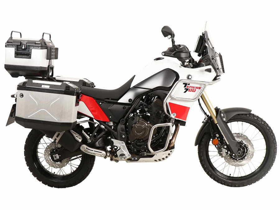 Yamaha Ténéré 700 [2022-2024] - Conjunto porta-bagagens Recorte em aço inoxidável incl. Conjunto de malas prateadas Xplorer Cutout