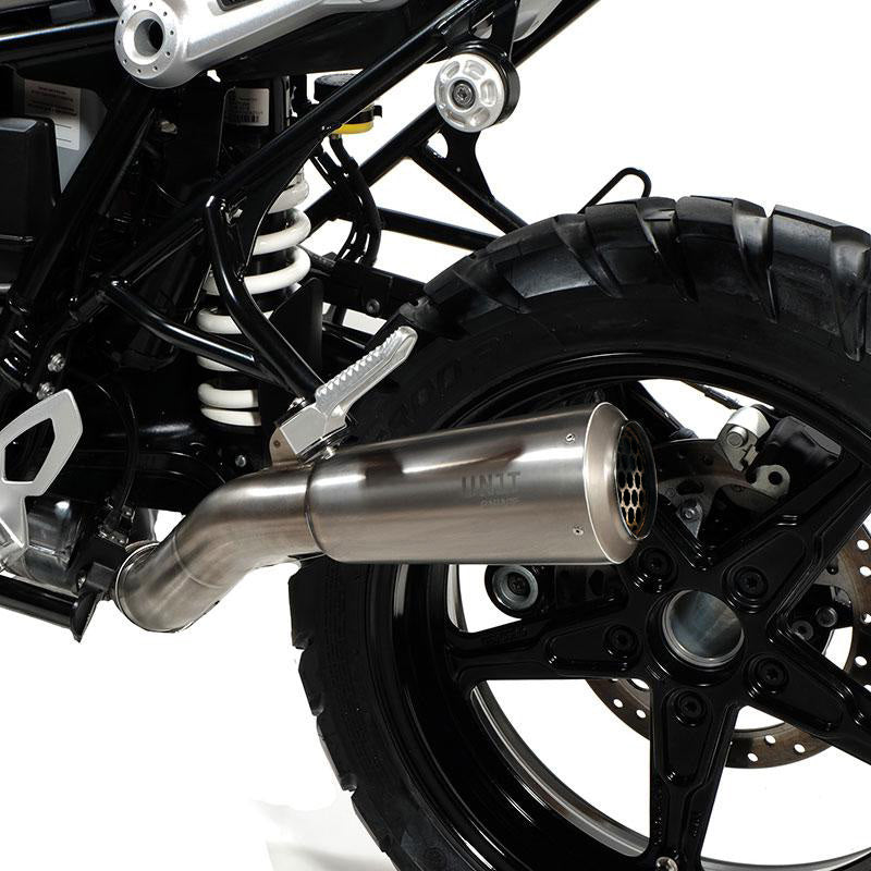BMW R nineT 1200 Urban G/S (hoher Auspuff) [2017-2023] - Niedriger Titanschalldämpfer + Unterstützung