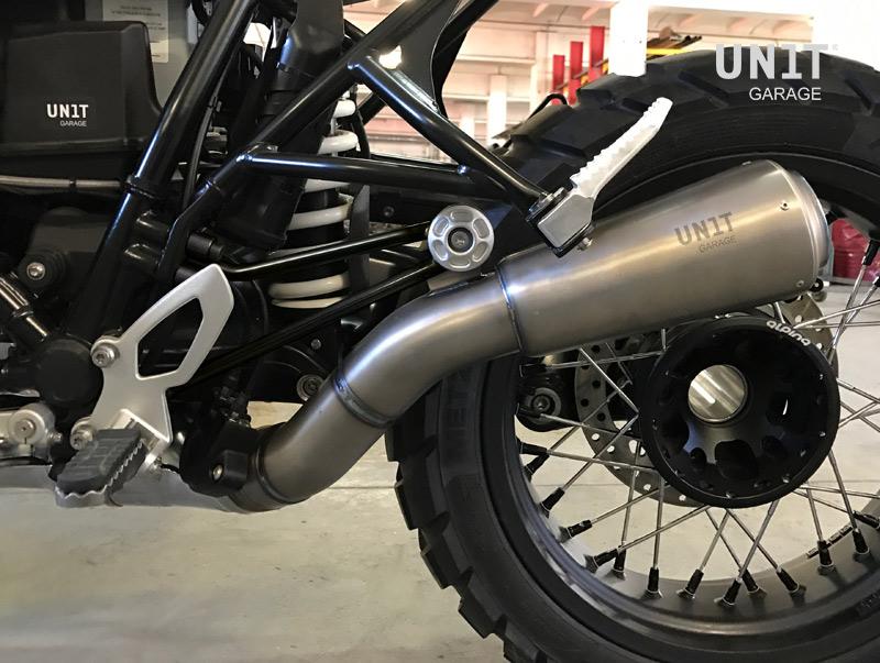 BMW R nineT 1200 Urban G/S (hoher Auspuff) [2017-2023] - Niedriger Titanschalldämpfer + Unterstützung