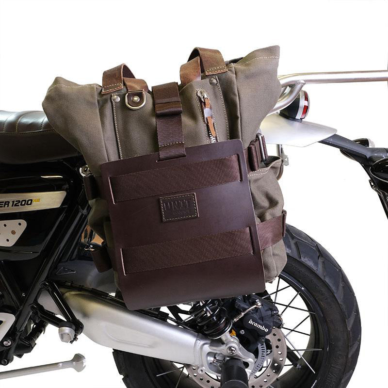 BMW R 12 nineT [2024-2026] - Aluminium-Taschenhalter mit verstellbarer Lederfront und Schnellkupplung + rechter Rahmen